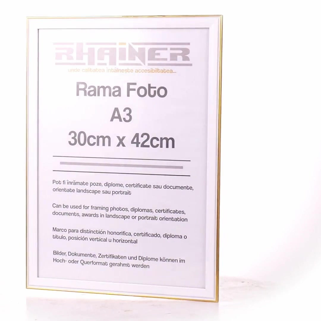 Rama foto Barcelona alb+auriu A3