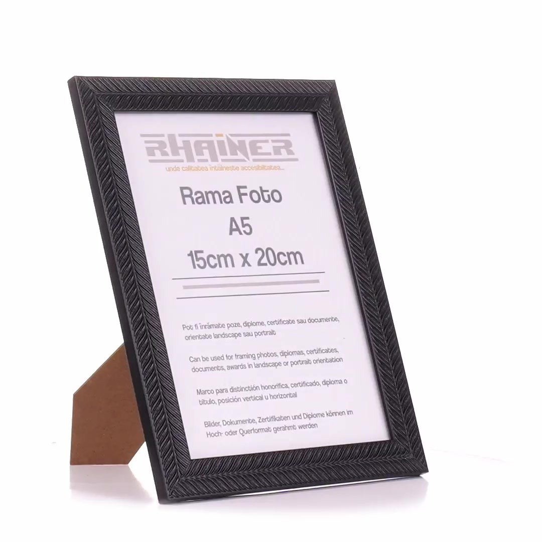 Leon black textured photo frame A5