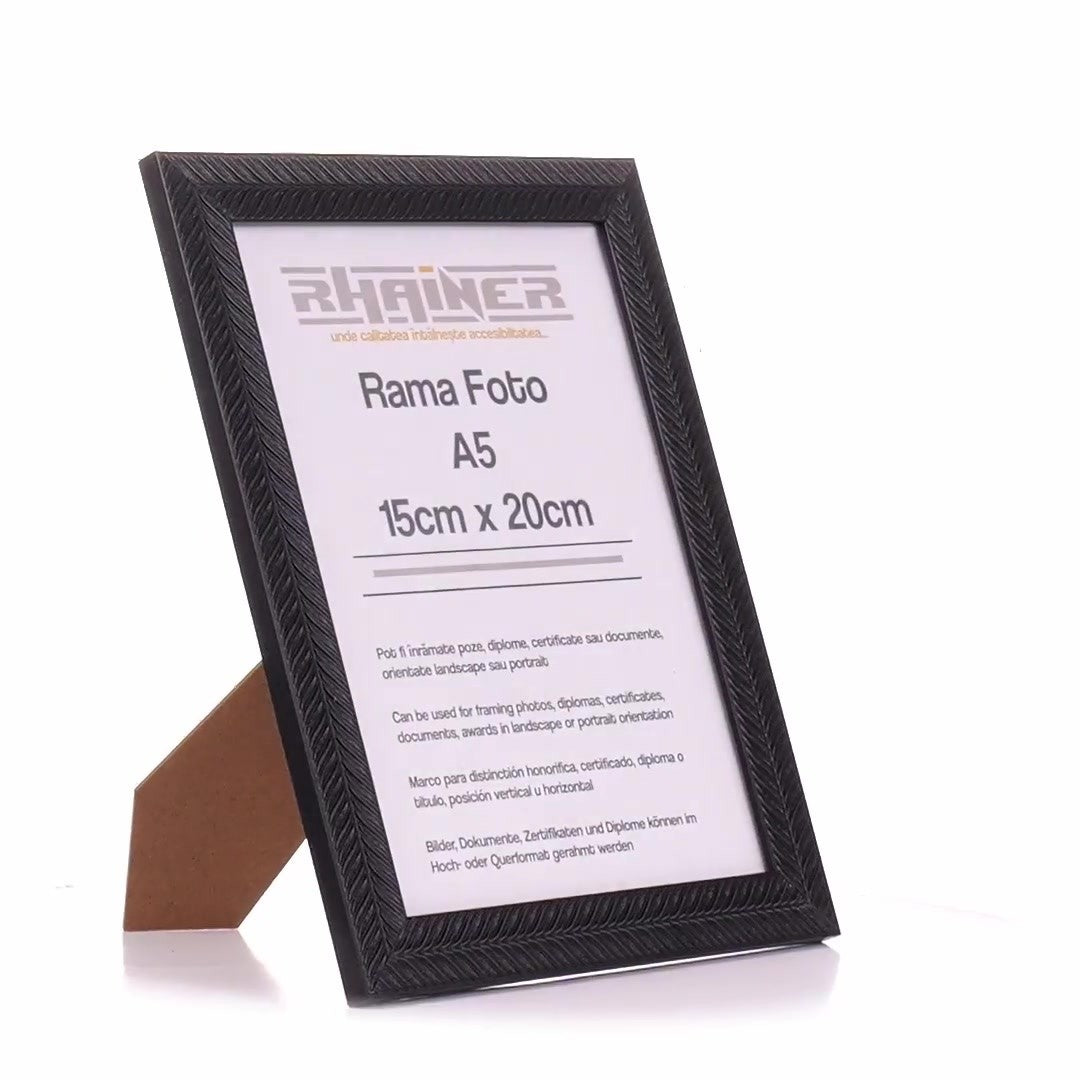 Leon black textured photo frame A5