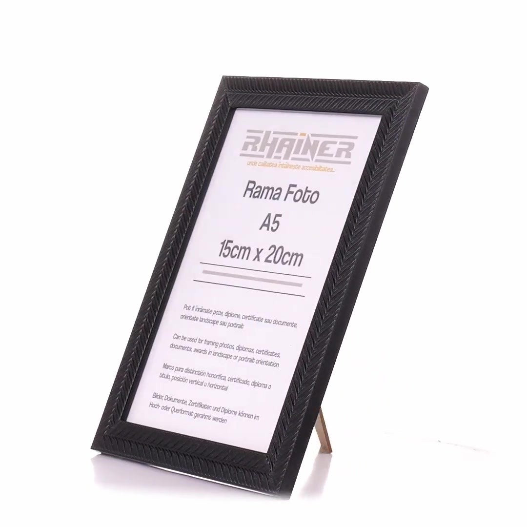 Leon black textured photo frame A5