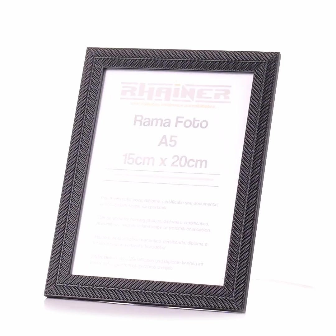 Leon black textured photo frame A5
