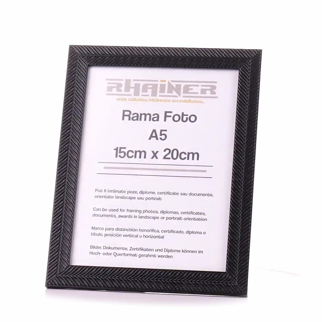 Leon black textured photo frame A5