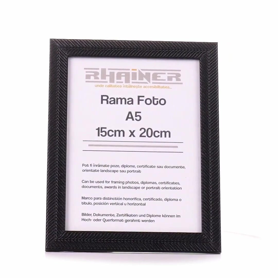 Leon black textured photo frame A5