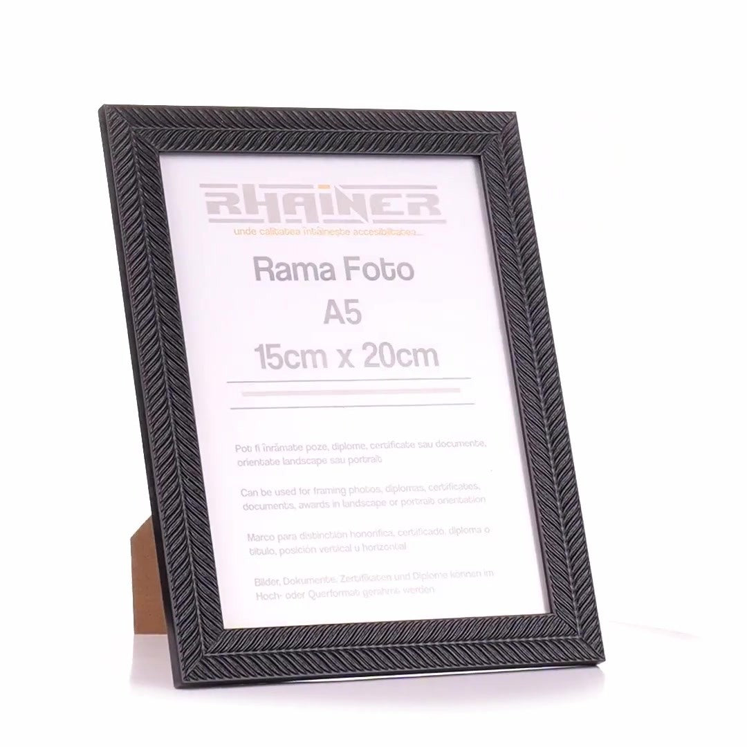 Leon black textured photo frame A5