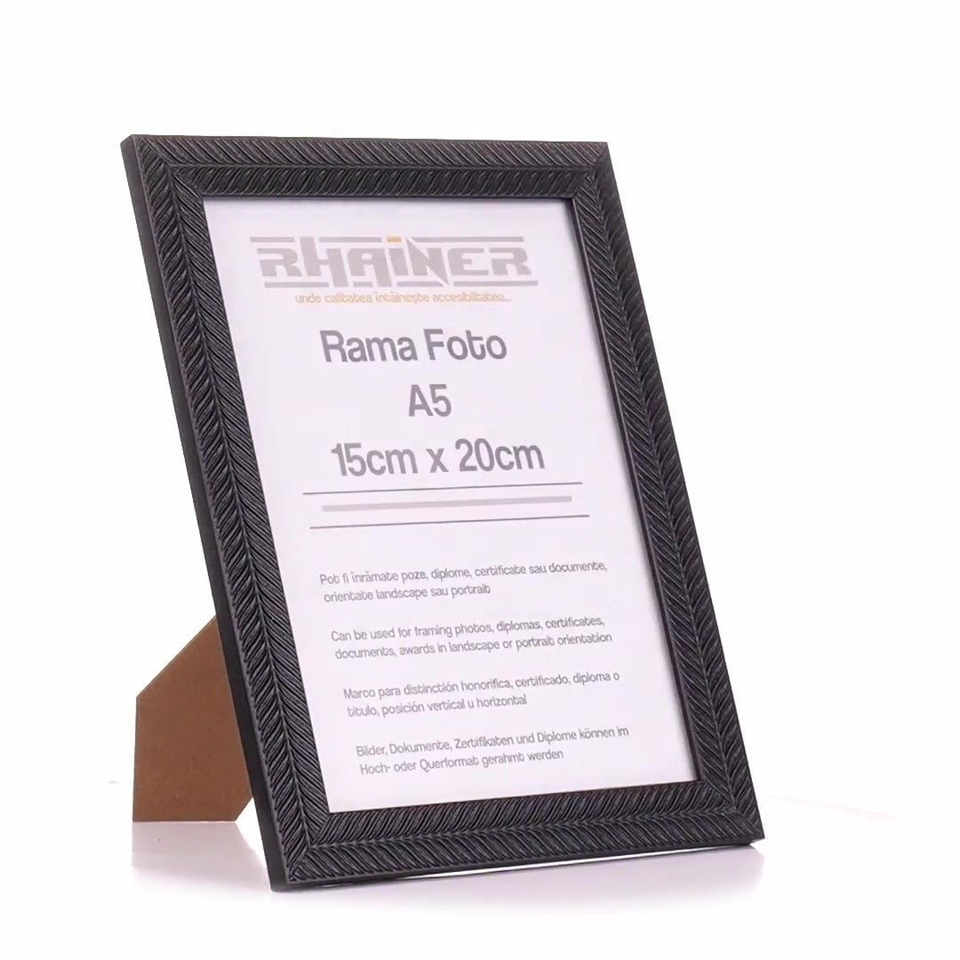Leon black textured photo frame A5
