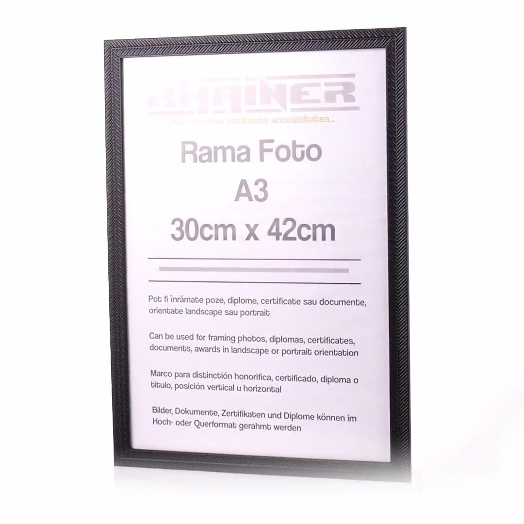 Rama foto Leon negru texturat A3
