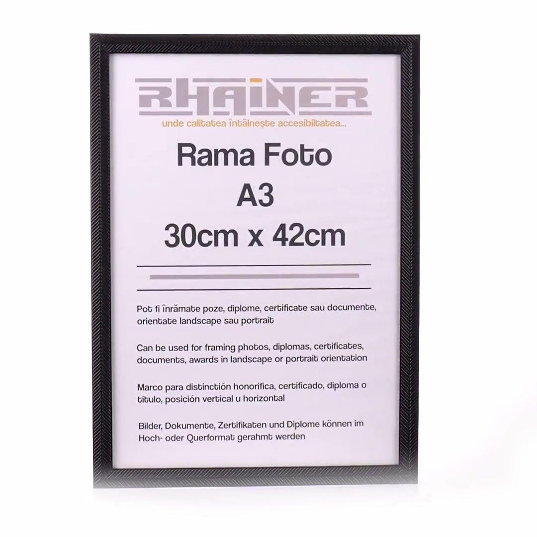 Rama foto Leon negru texturat A3