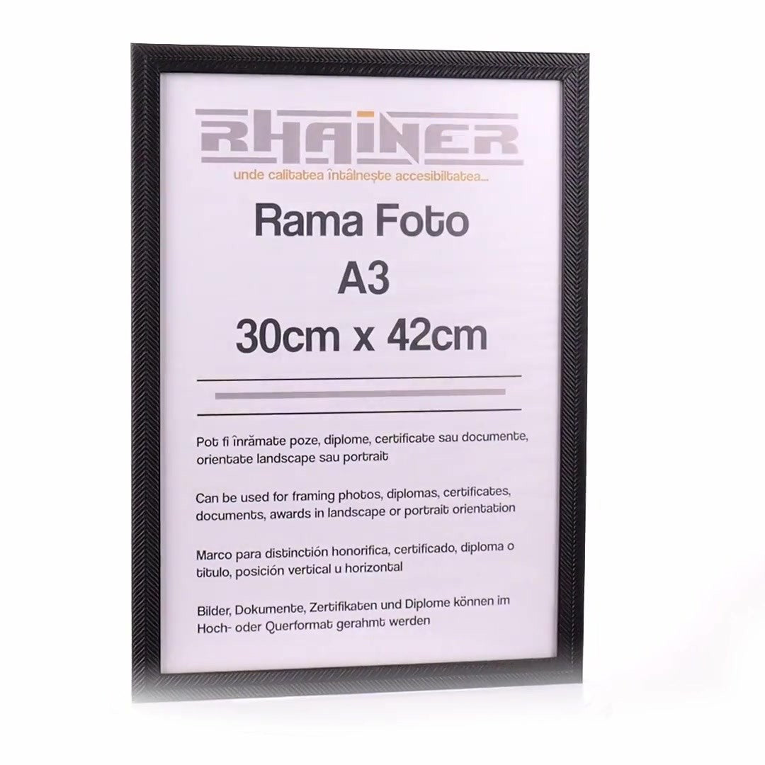 Rama foto Leon negru texturat A3