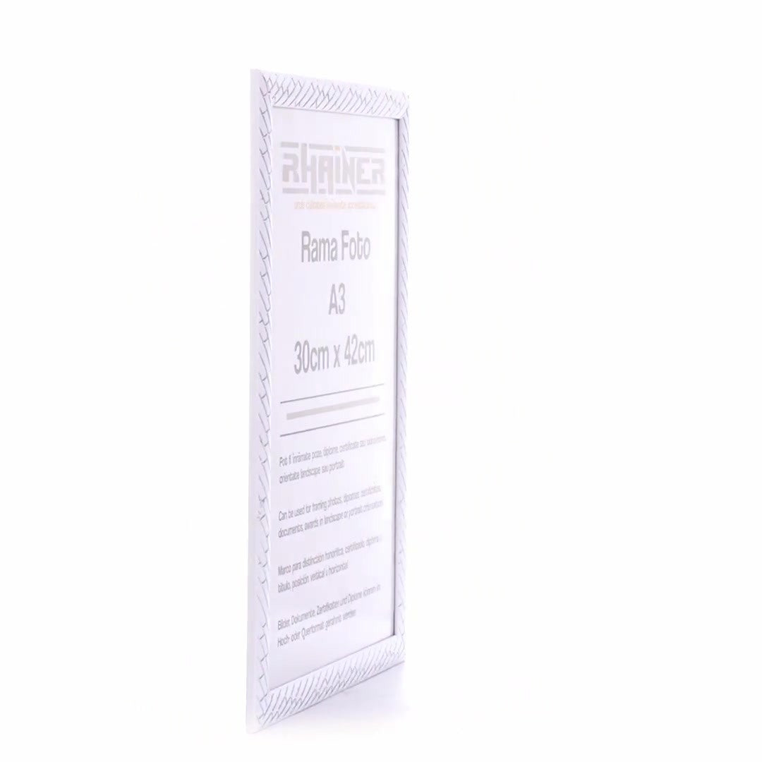 Barrio white+silver photo frame A3