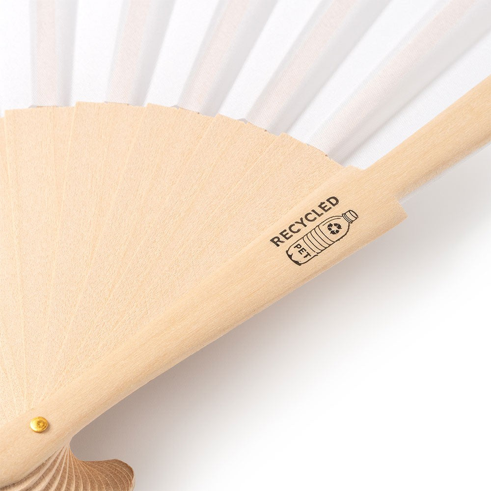 Fan made of wood and recycled RPET material