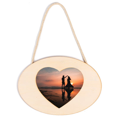 Rama foto lemn oval inima