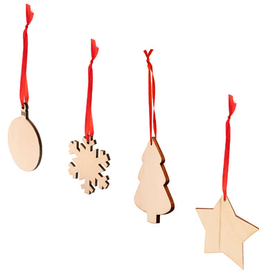 Ornament de brad din lemn cu snur rosu GLOB