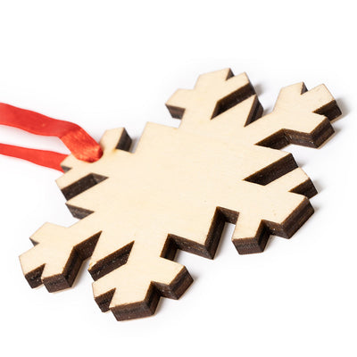 Ornament de brad din lemn cu snur rosu FULG