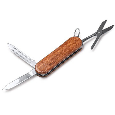 Mini briceag multifunctional cu maner de lemn