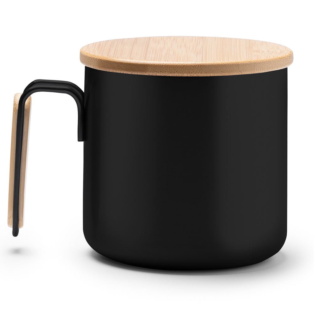 Cana din otel reciclat cu capac de lemn TZ1264S102 - Green Print