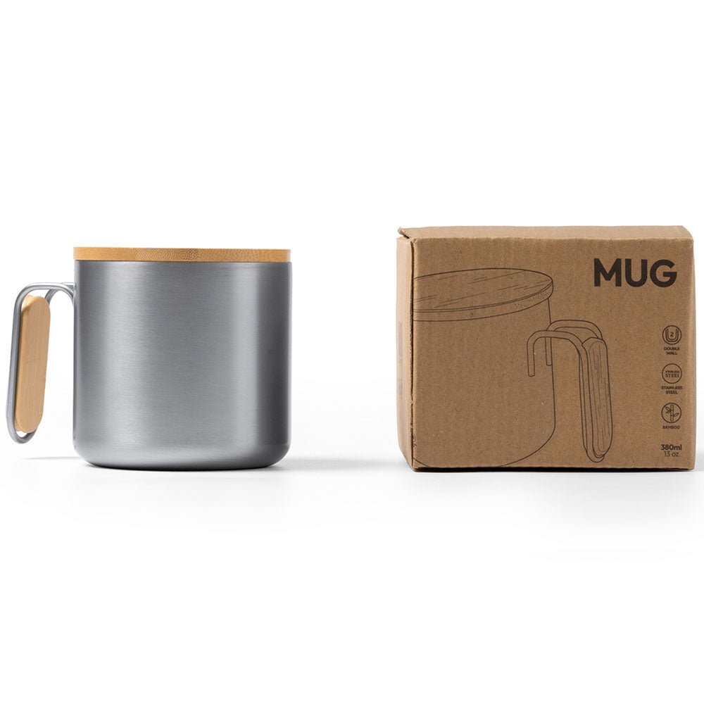 Cana din otel reciclat cu capac de lemn TZ1264S1251 - Green Print