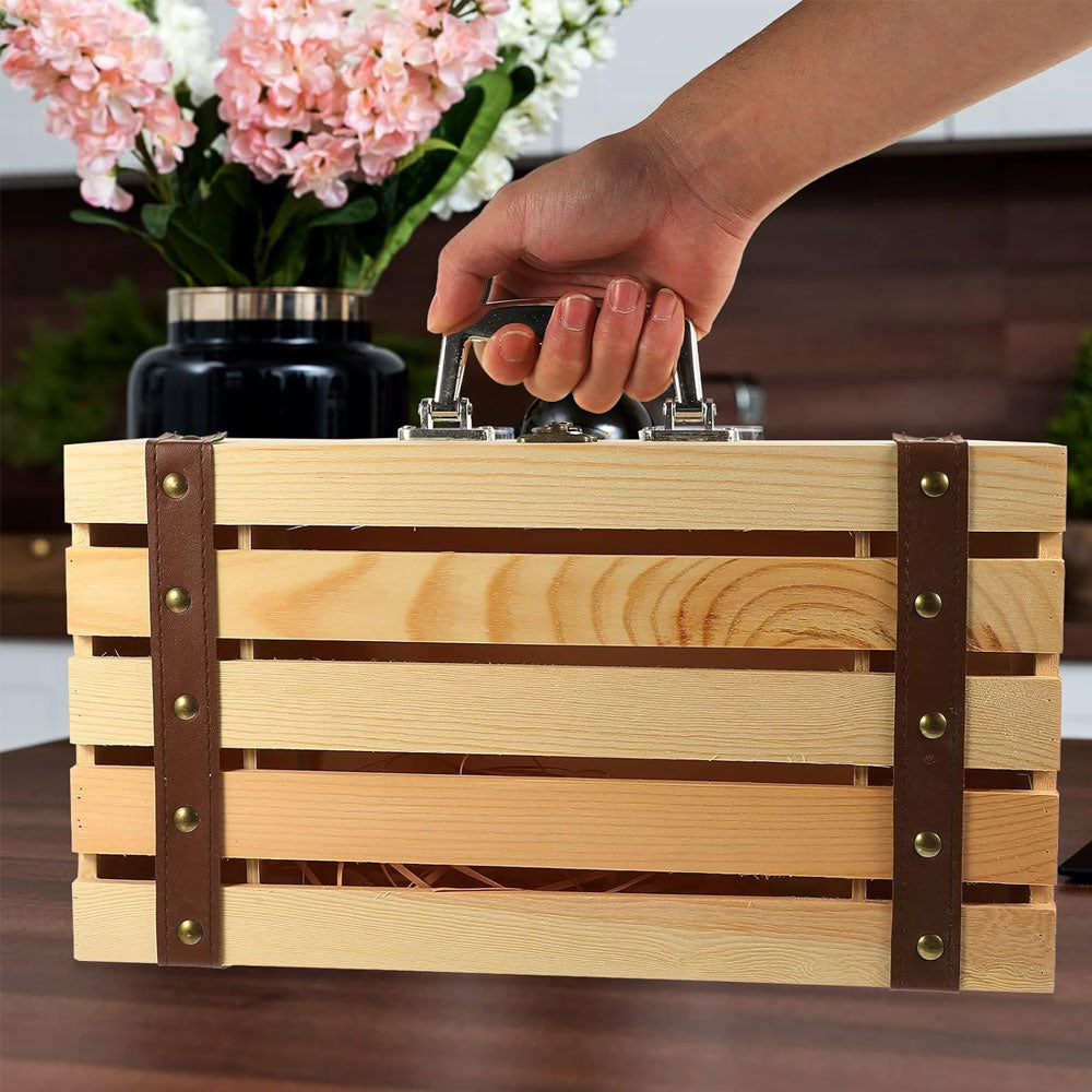 Cutie lemn tip cufar pentru 2 sticle de vin