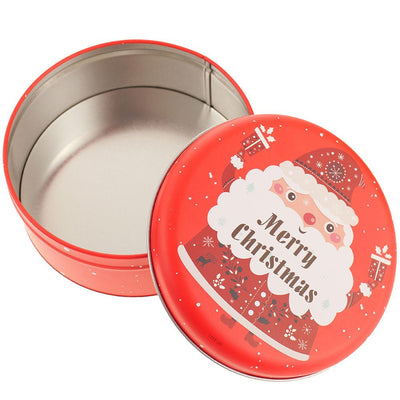Cutie metalica rotunda rosie cu model Mos Craciun XM724744 - Green Print