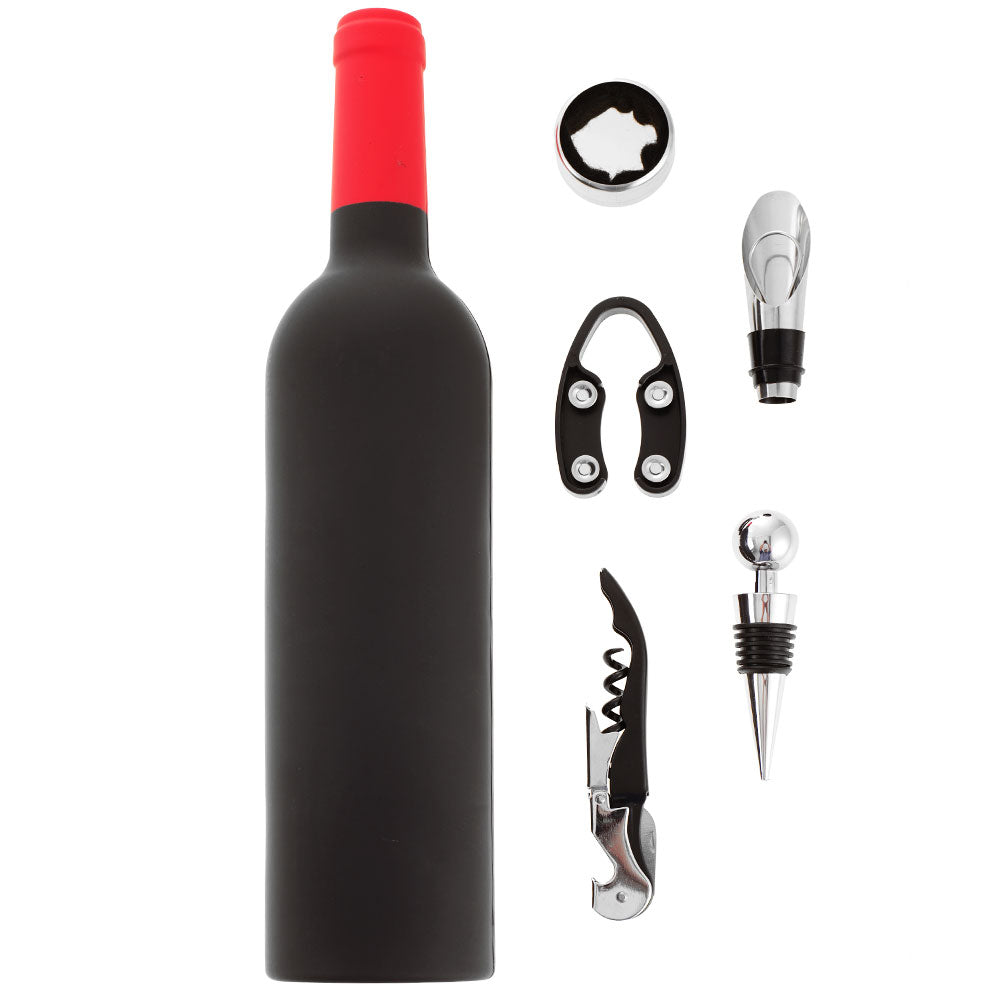 Set 5 accesorii vin in cutie in forma de sticla