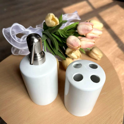 Set de baie dozator sapun + suport periute SUBLIMABILE BR445701 - Green Print