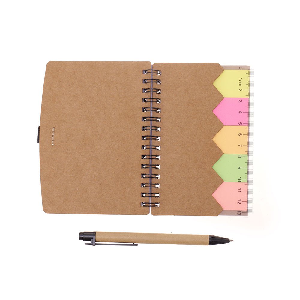 Agenda multifunctionala cu pix si notite adezive A6 NB602914 - Green Print