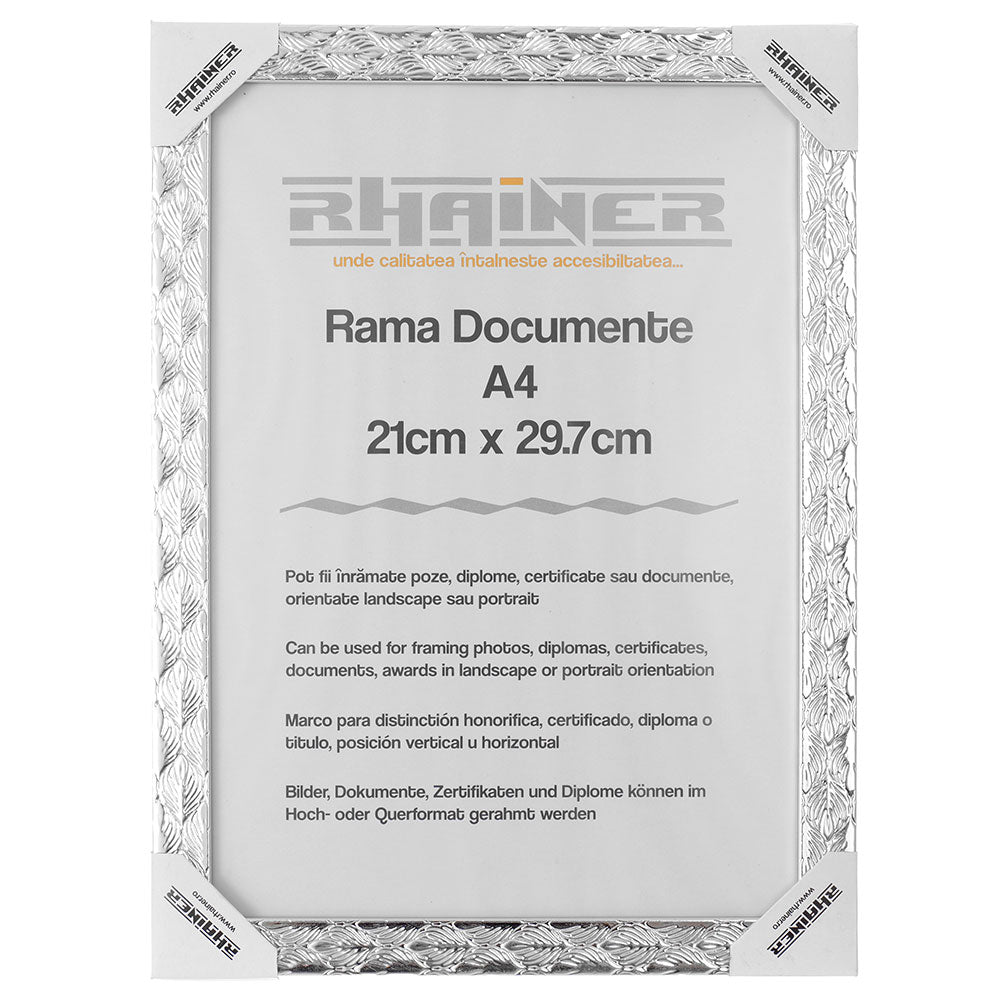 Rama foto Leon argintiu texturat A4