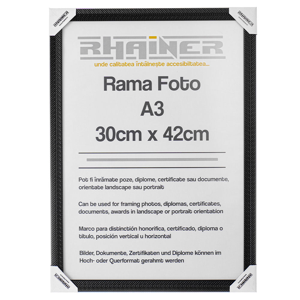 Rama foto Leon negru texturat A3