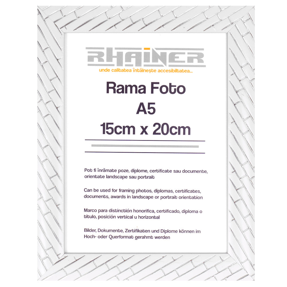 Rama foto Barrio alb+argintiu A5