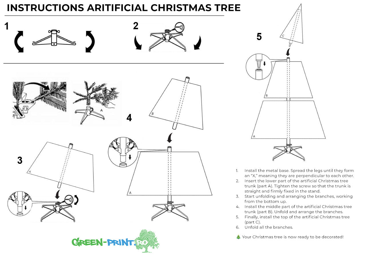 Изкуствена реалистична коледна елха с метална стойка - Смърч