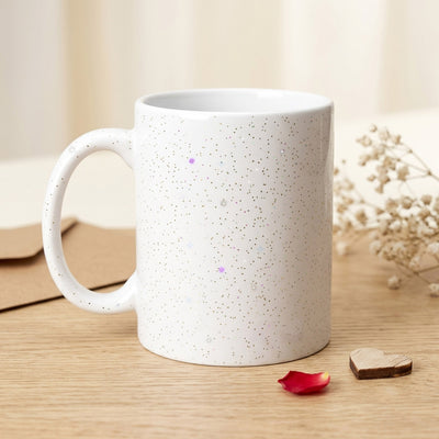 Cana alba sublimare GLITTER + cutie individuala A01601 - Green Print