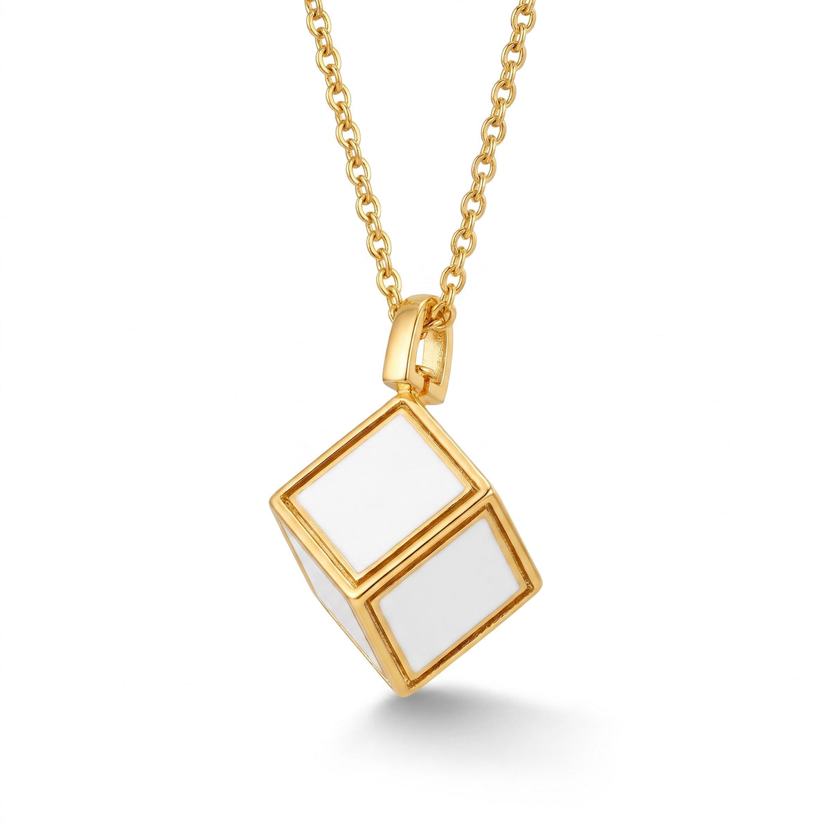 Metal necklace with 6 sublimation compatible sides in the shape of a CUBE