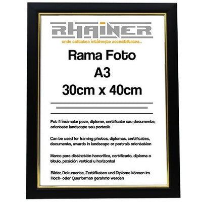 Rama foto Madrid negru+auriu A3