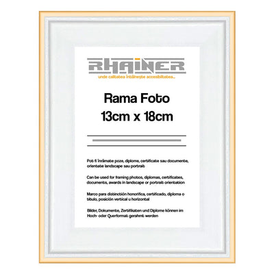 Rama foto Barcelona alb+auriu 13x18