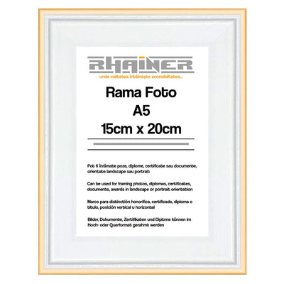 Rama foto Barcelona alb+auriu A5