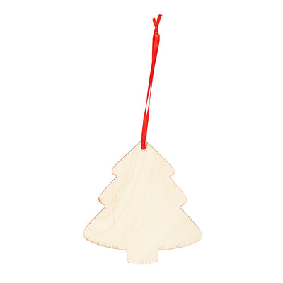 Ornament brad din lemn - snur rosu