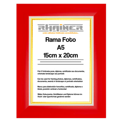 Rama foto Madrid rosu+auriu A5