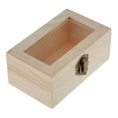 Cutie lemn dreptunghiulara MARE 12x7x5 cu fereastra de sticla