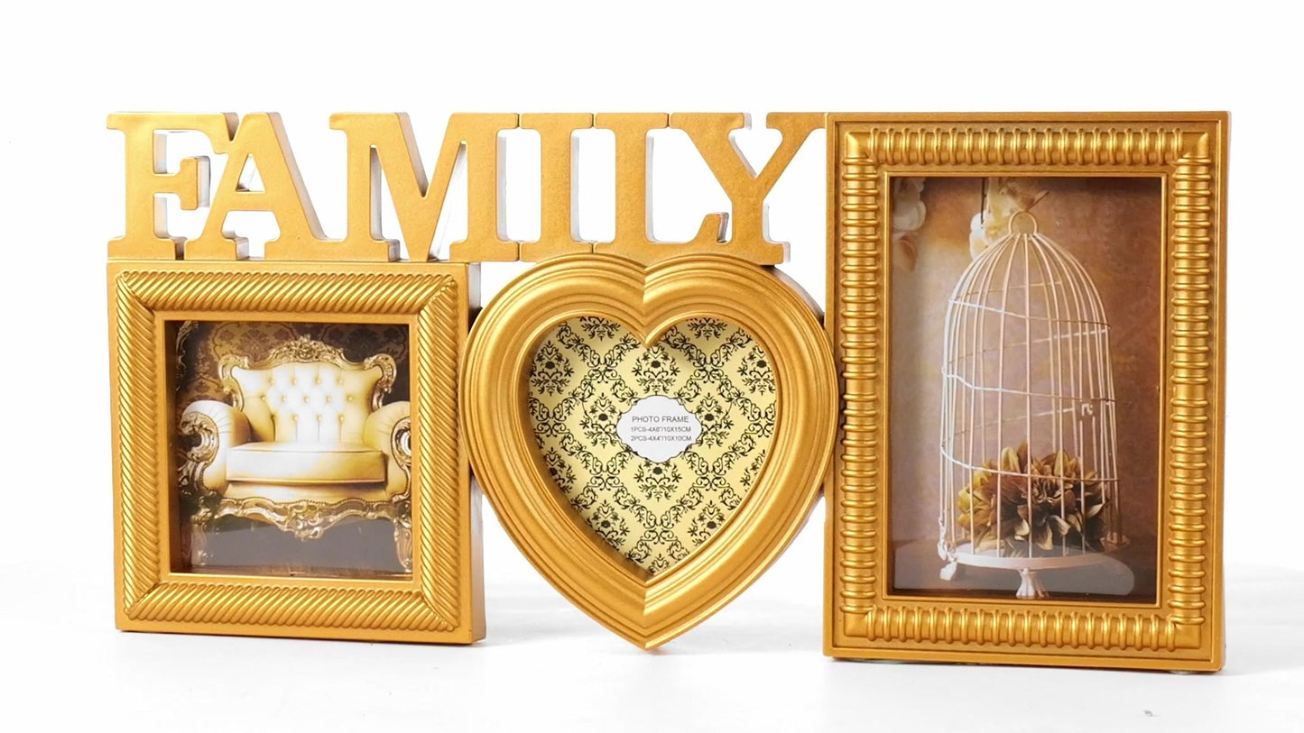 Rama foto colaj Family auriu 3 poze