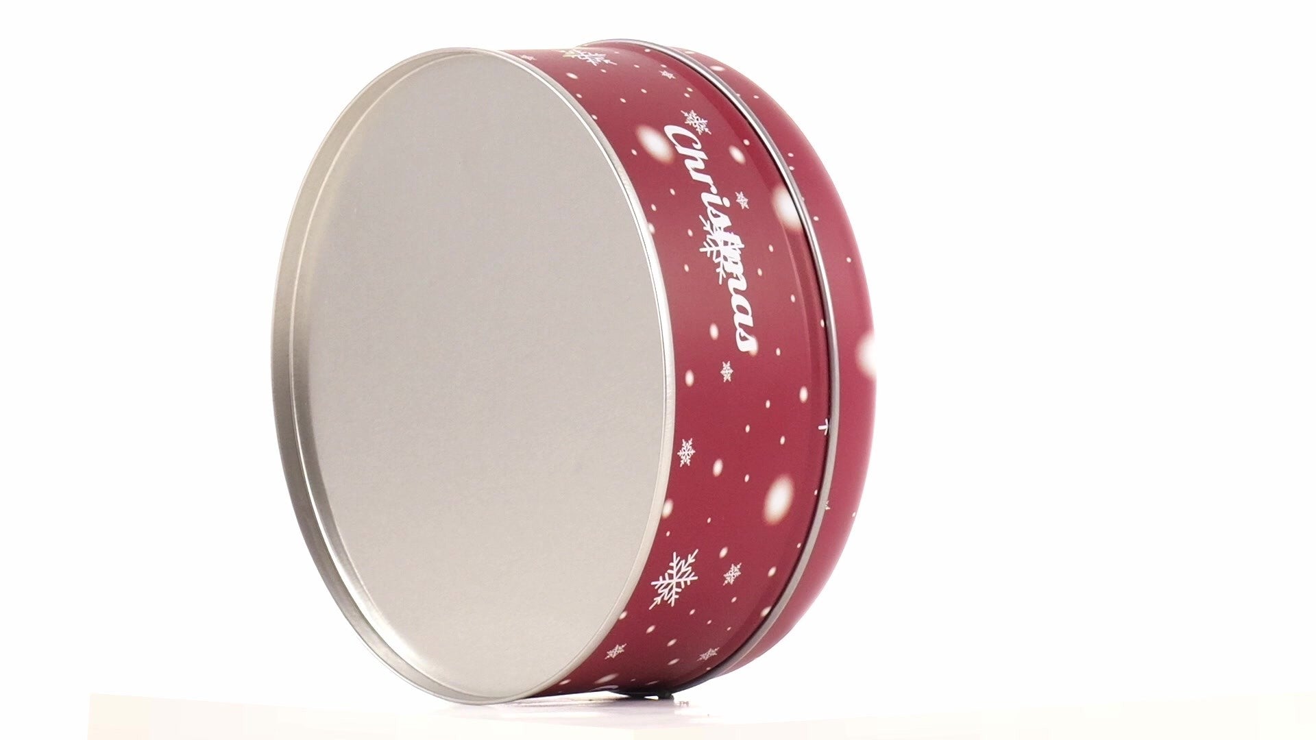 Cutie metalica rotunda rosie cu model ren de Craciun XM724789 - Green Print