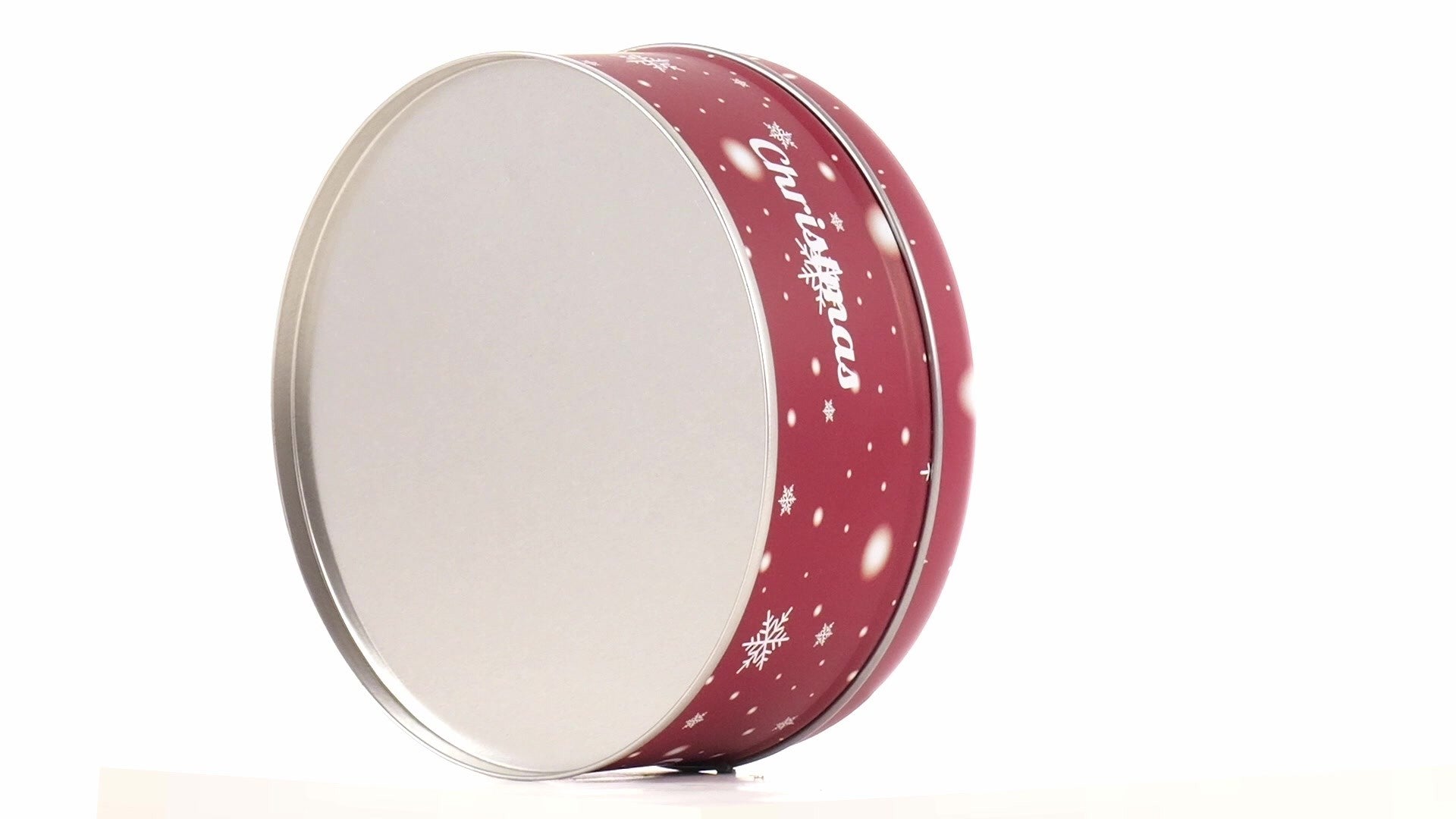 Cutie metalica rotunda rosie cu model ren de Craciun XM724789 - Green Print