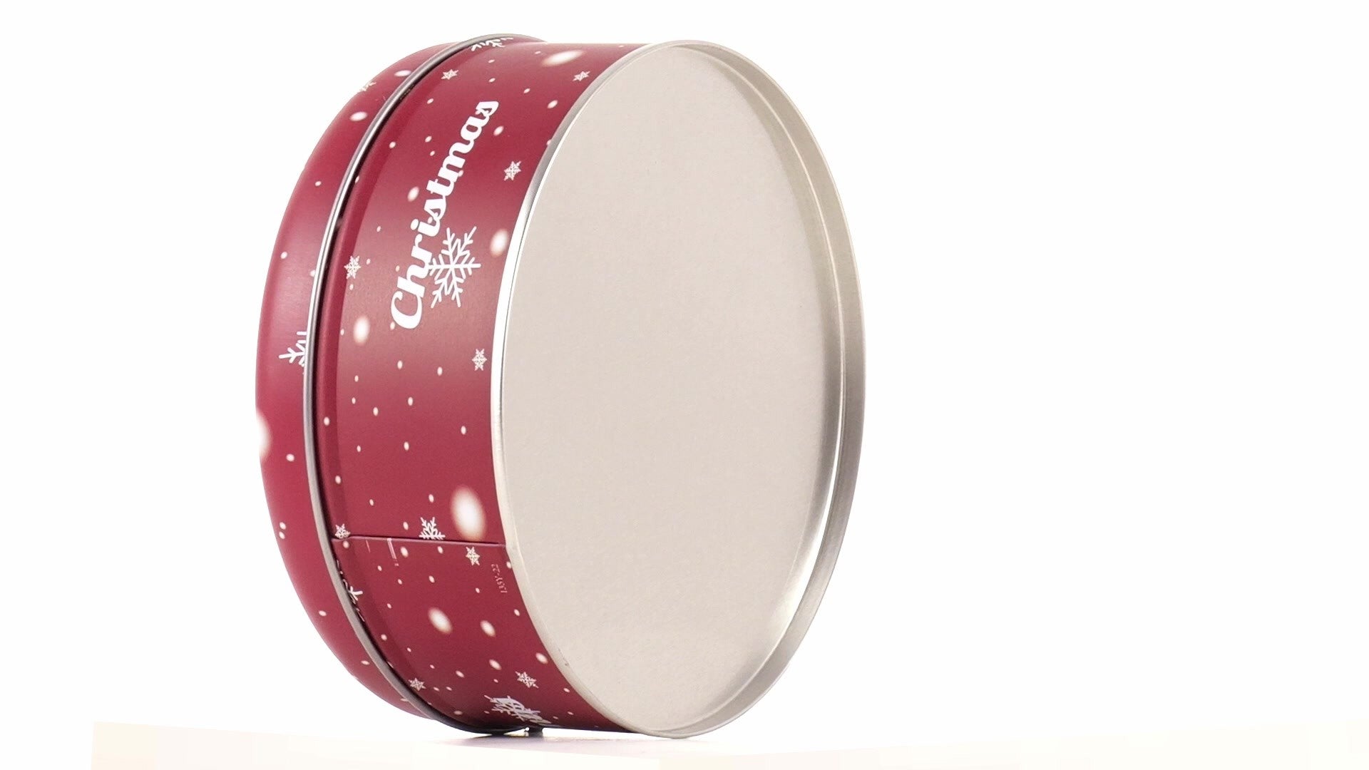Cutie metalica rotunda rosie cu model ren de Craciun XM724789 - Green Print