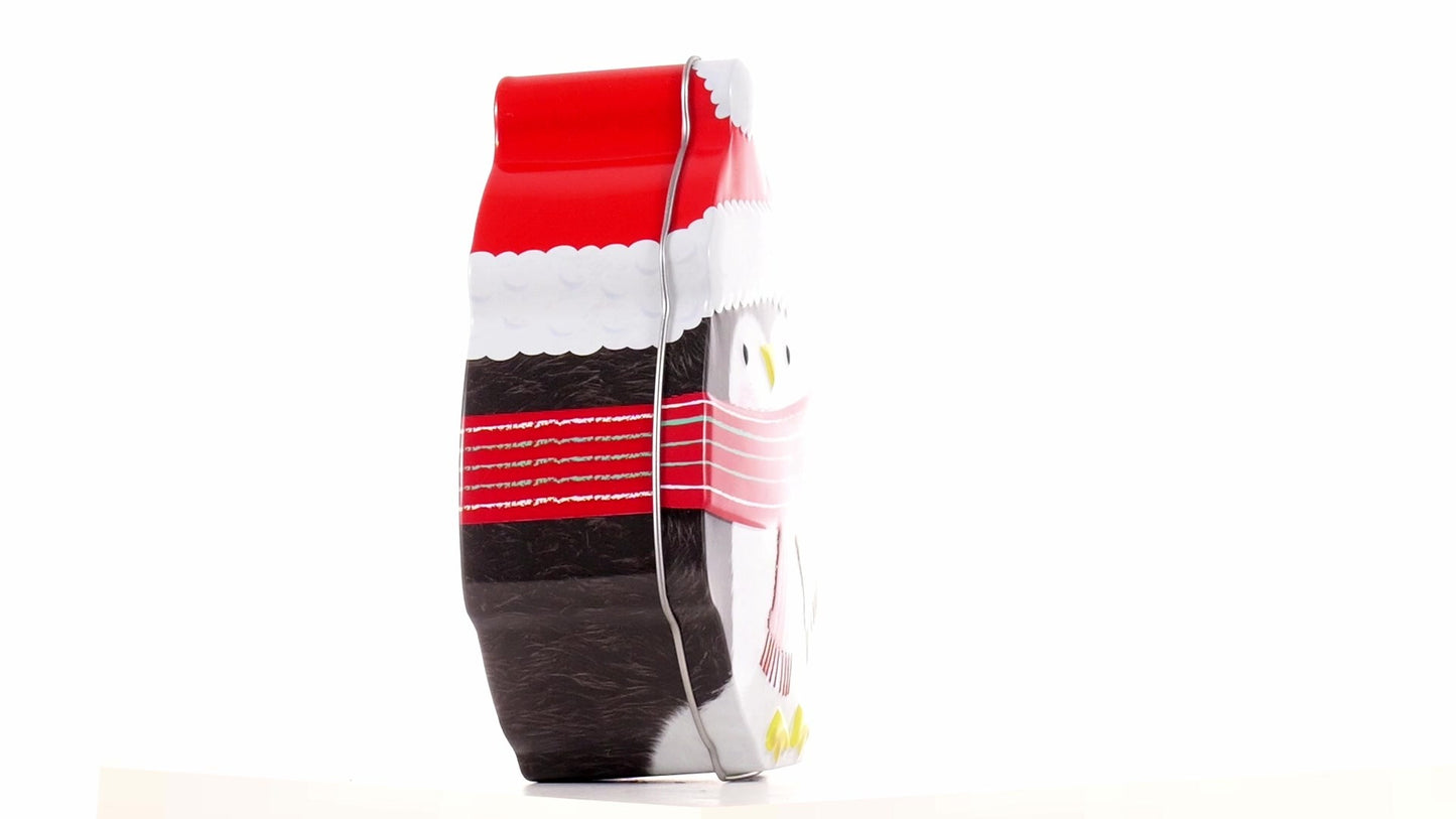 Cutie metalica cu forma pinguin