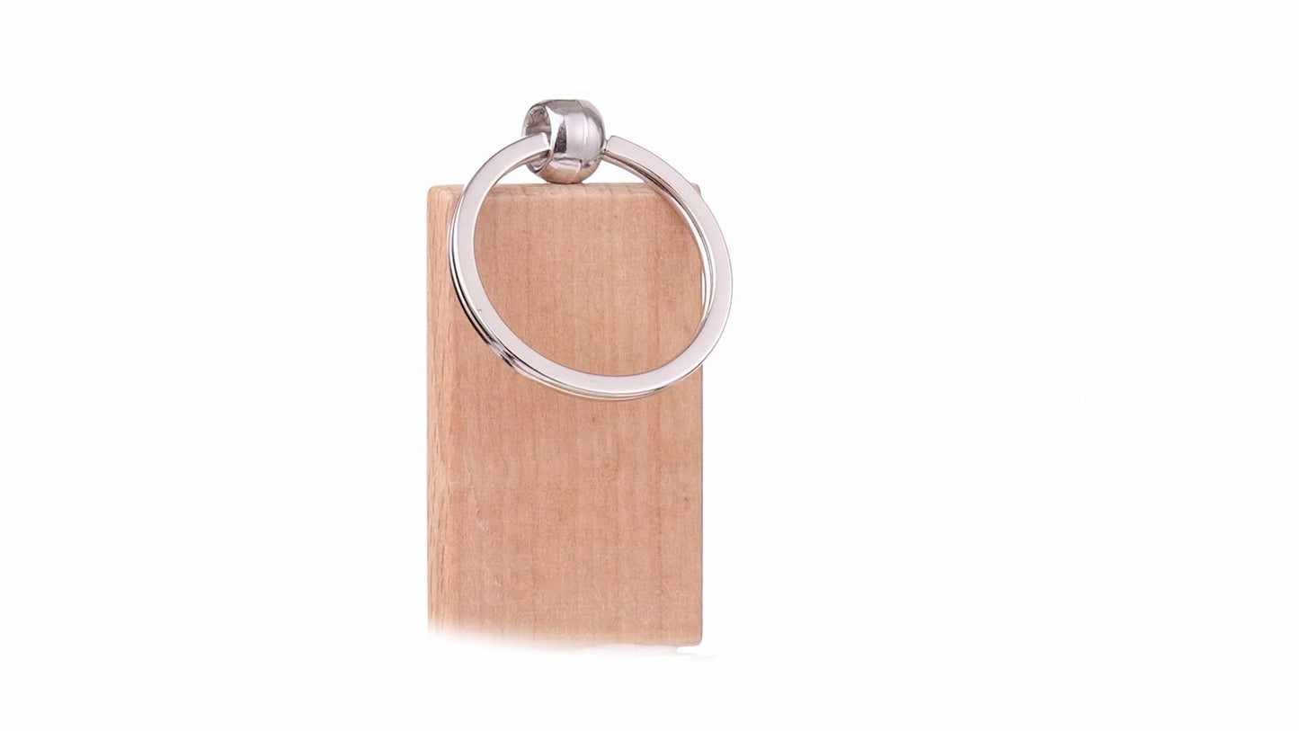 Rectangular wooden keychain