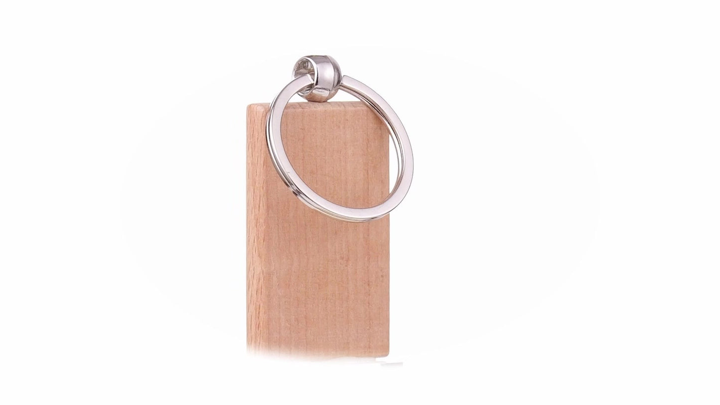 Rectangular wooden keychain