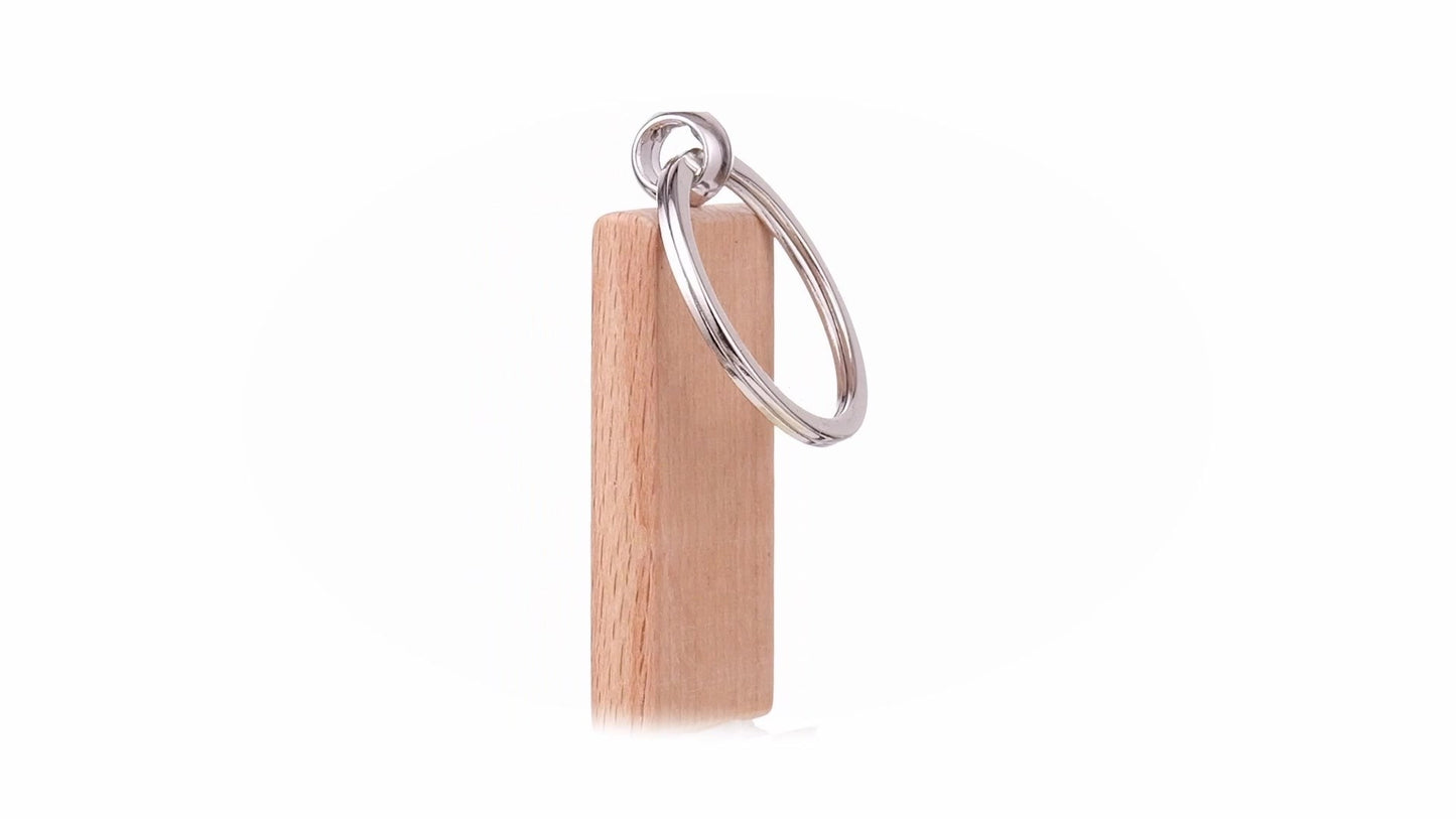 Rectangular wooden keychain