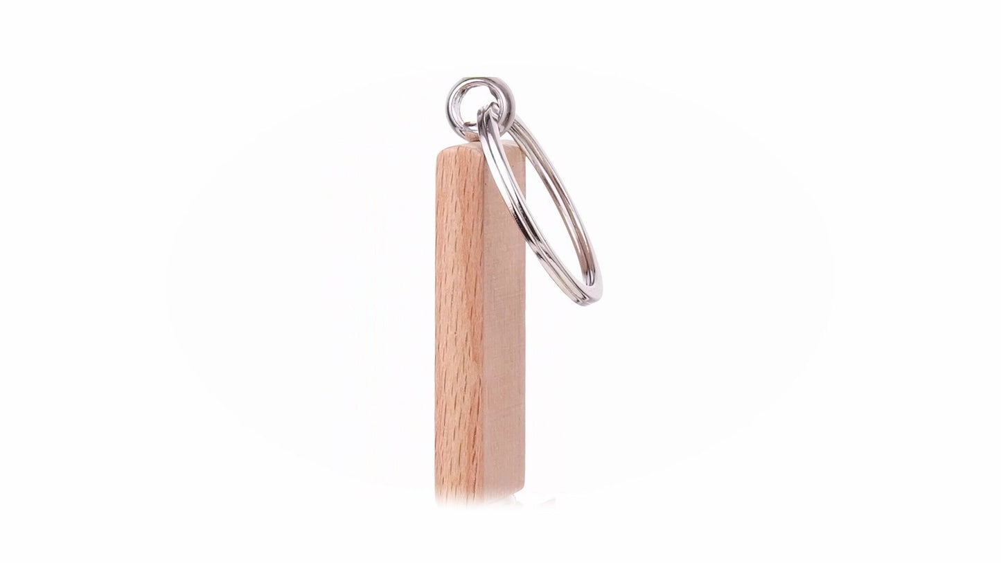Rectangular wooden keychain