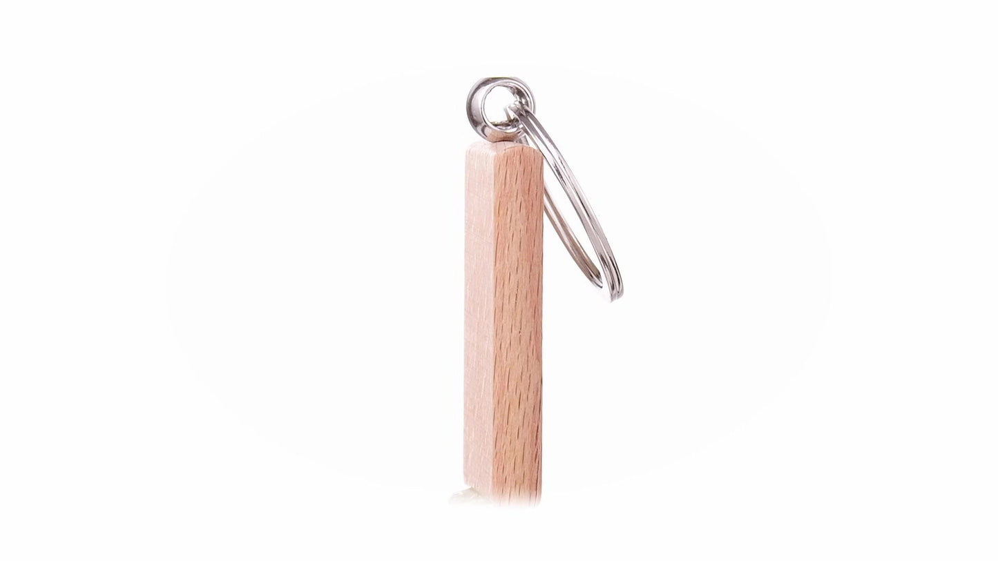 Rectangular wooden keychain