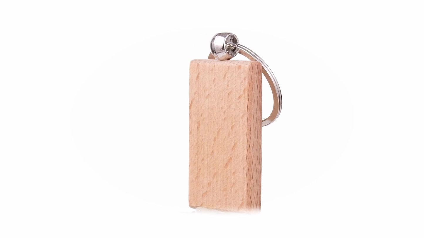 Rectangular wooden keychain