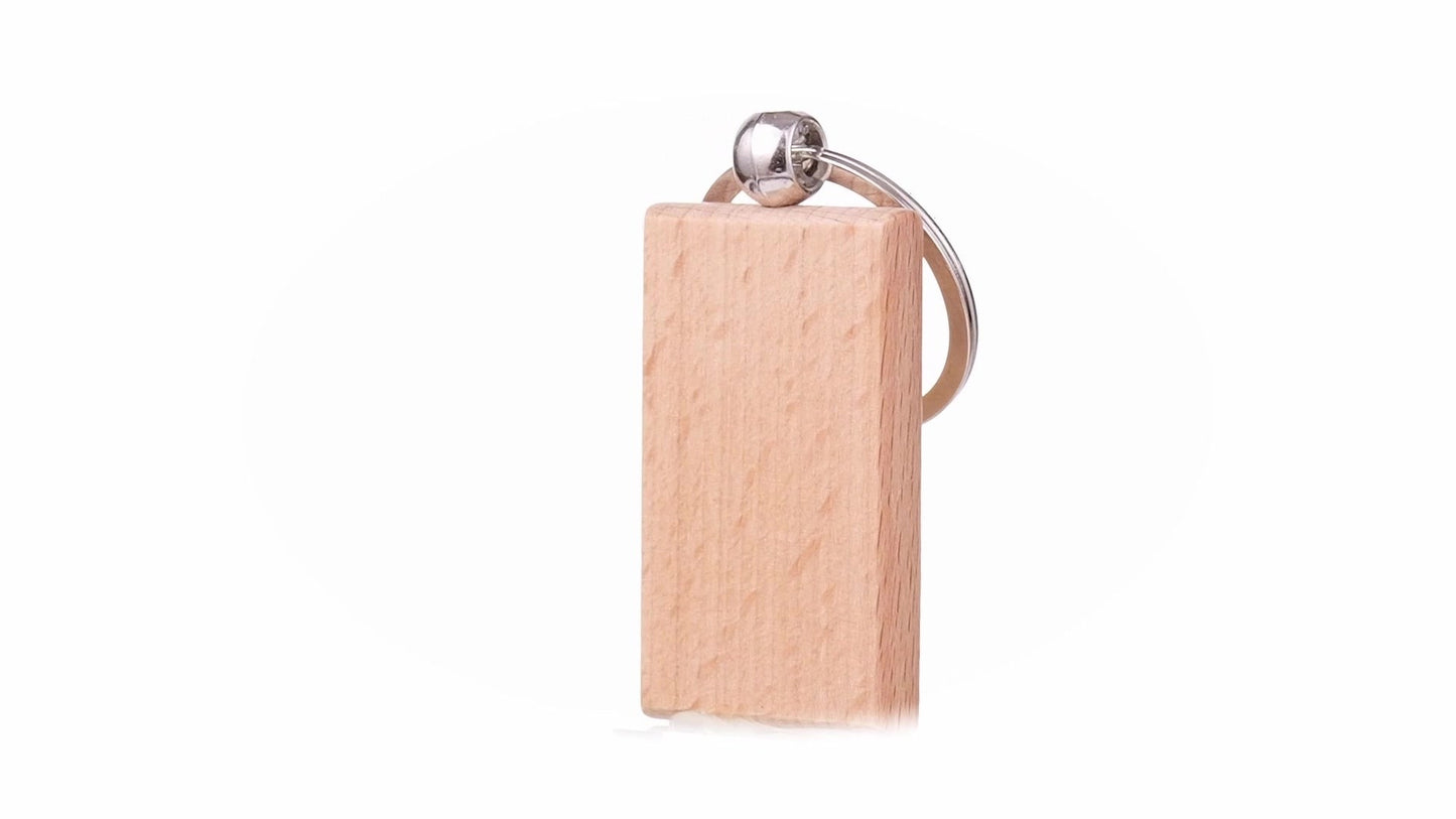 Rectangular wooden keychain