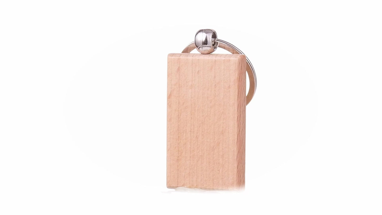 Rectangular wooden keychain